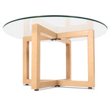 NNEDSZ Tempered Glass Round Coffee Table - Beige