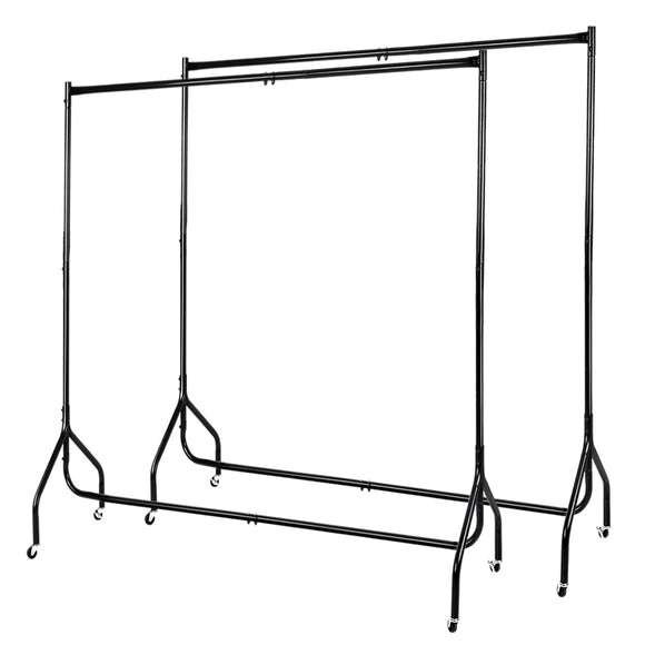 NNEDSZ of 2 Clothes Racks Metal Garment Coat Hanger Display Rolling Stand Shelf Portable