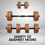 NNEDPE Powertrain 20kg Home Gym Adjustable Dumbbell and Barbell Weights Set - Gold