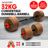 NNEDPE Powertrain Adjustable 32kg Home Gym Dumbbell Barbell Weights Gold