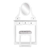 NNEDSZ Dressing Table Stool Set Mirror Drawers Makeup Cabinet Storage Desk White