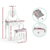 NNEDSZ Dressing Table Stool Set Mirror Drawers Makeup Cabinet Storage Desk White