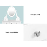 NNEDSZ Dressing Table Stool Set Mirror Drawers Makeup Cabinet Storage Desk White