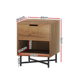 NNEDSZ Bedside Table Drawers Shelf Side Nightstand Storage Bedroom Rust Oak