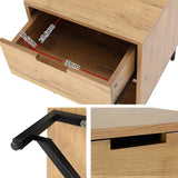 NNEDSZ Bedside Table Drawers Shelf Side Nightstand Storage Bedroom Rust Oak