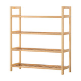 NNEDSZ 4-tier Shoe Rack 12 Pairs Shoe Storage Weaved Shelves Solid Wood Frame