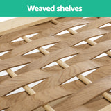 NNEDSZ 4-tier Shoe Rack 12 Pairs Shoe Storage Weaved Shelves Solid Wood Frame