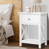 NNEDSZ Bedside Table Coffee Side Cabinet Drawer Wooden White