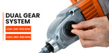 NNEMB UM-PX9 Power Paddle Stirrer Mixer-Dual Gear-7 Speed-for Plaster Cement Render Paint Tile Adhesive