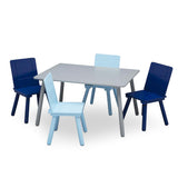 NNEMB Kids Furniture Table and 4 Chair Set-Grey and Blue
