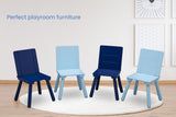 NNEMB Kids Furniture Table and 4 Chair Set-Grey and Blue