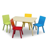 NNEMB Kids Premium Wooden Furniture Play Table and 4 Chair Set