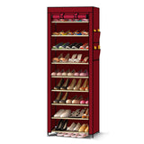 NNEDPE 10 Tier Shoes Cabinet With Cover Burgundy