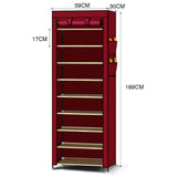 NNEDPE 10 Tier Shoes Cabinet With Cover Burgundy