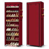 NNEDPE 10 Tier Shoes Cabinet With Cover Burgundy