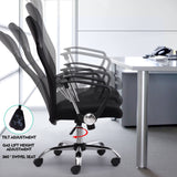 NNEDPE High Back Mesh Chair Pu Leather Tilt Black