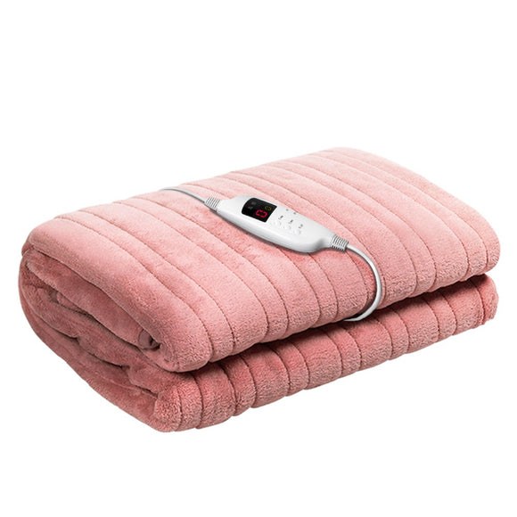 NNEDSZ  Bedding Heated Electric Throw Rug Fleece Sunggle Blanket Washable Pink
