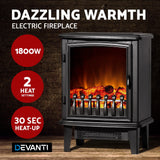 NNEDSZ Electric Fireplace Wood Heater Portable Fire Log Flame Effect Winter Warm 1800W
