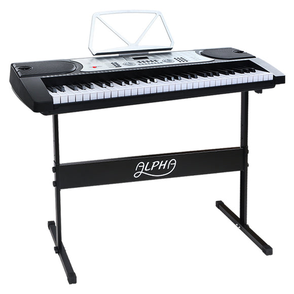 NNEDSZ 61 Keys Electronic Piano Keyboard LED Electric Silver with Music Stand for Beginner