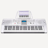 NNEDPE Karrera 61 Keys Electronic Keyboard Piano with Stand - Silver
