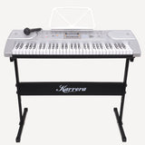 NNEDPE Karrera 61 Keys Electronic Keyboard Piano with Stand - Silver