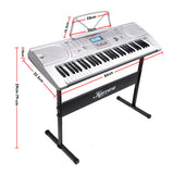 NNEDPE Karrera 61 Keys Electronic Keyboard Piano with Stand - Silver