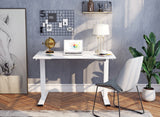 NNEKGE Dual Motor 3 Section Leg Standing Desk (White)