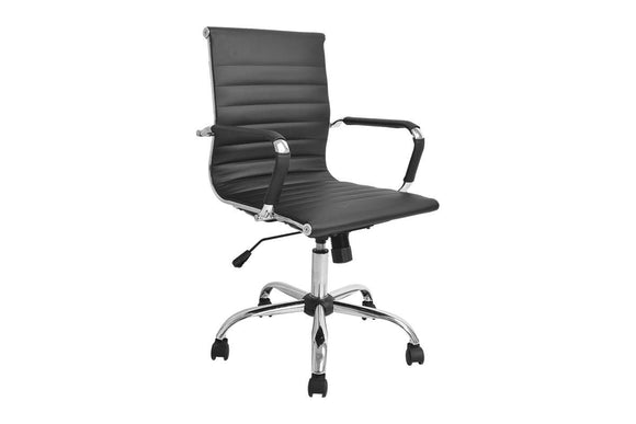 NNEKGE Eames Replica Low Back Ribbed Office Chair (Black)