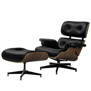 NNEDSZ Armchair Lounge Chair and Ottoman Recliner Armchair Leather Plywood Black