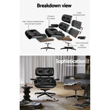 NNEDSZ Armchair Lounge Chair and Ottoman Recliner Armchair Leather Plywood Black
