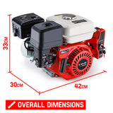 NNEMB 6.5HP Petrol Engine Stationary Motor OHV Horizontal Shaft Electric Start Recoil