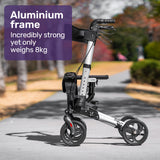 NNEMB Foldable Aluminium Walking Frame Rollator with Bag and Seat-Silver