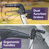 NNEMB Foldable Aluminium Walking Frame Rollator with Bag and Seat-Titanium Colour