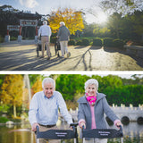NNEMB Foldable Aluminium Walking Frame Rollator with Bag and Seat-Titanium Colour