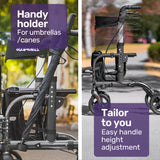 NNEMB 2-in-1 Foldable Aluminium Walking Frame Rollator and Transit Wheelchair with Bag-Titanium colour
