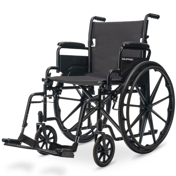 NNEMB 24 Inch Folding Wheelchair with Park Brakes-136kg Capacity-Retractable Armrests-Black