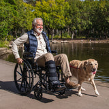 NNEMB 24 Inch Folding Wheelchair with Park Brakes-136kg Capacity-Retractable Armrests-Black