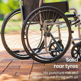 NNEMB 24 Inch Folding Wheelchair with Park Brakes-136kg Capacity-Retractable Armrests-Grey