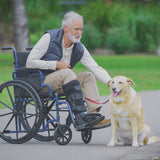 NNEMB 24 Inch Folding Wheelchair with Park Brakes-136kg Capacity-Retractable Armrests-Blue