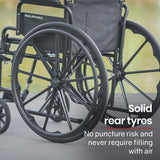 NNEMB Folding Wheelchair-XL 51cm Wide Seat-24 Inch Wheels-136kg Capacity-Park Brakes-Black