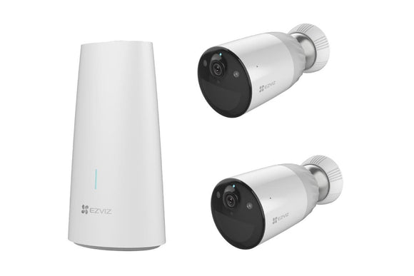 NNEKG Full HD 1080p Wireless Security Cameras x 2 with 12900mAH Battery & Base Station (BC1 2)