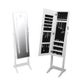 NNEDPE Floor Standing Jewellery Cabinet With Led Light Mirror