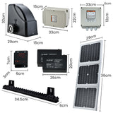 NNEMB Automatic Solar Electric 5M Sliding Gate Opener Kit-1500kg Capacity-3x Remote Controllers