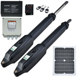 NNEMB Automatic Solar Electric Gate Opener Dual Swing Arm Kit-3x Remote Controllers