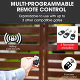 NNEMB Automatic Solar Electric Gate Opener Dual Swing Arm Kit-3x Remote Controllers