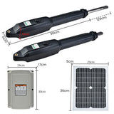 NNEMB Automatic Solar Electric Gate Opener Dual Swing Arm Kit-3x Remote Controllers