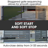 NNEMB Automatic Solar Electric Gate Opener Dual Swing Arm Kit-3x Remote Controllers