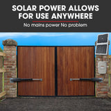 NNEMB Automatic Solar Electric Gate Opener Dual Swing Arm Kit-3x Remote Controllers