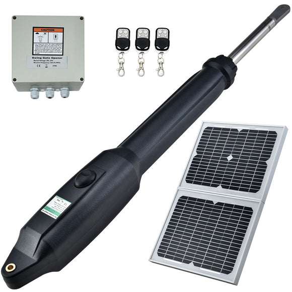 NNEMB Automatic Solar Electric Gate Opener Single Swing Arm Kit-3x Remote Controllers