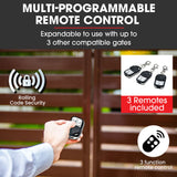 NNEMB Automatic Solar Electric Gate Opener Single Swing Arm Kit-3x Remote Controllers